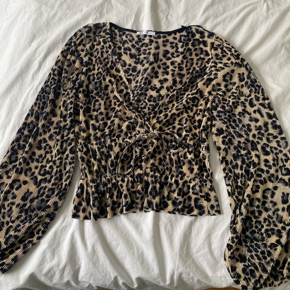 Leaopard zara ruched top